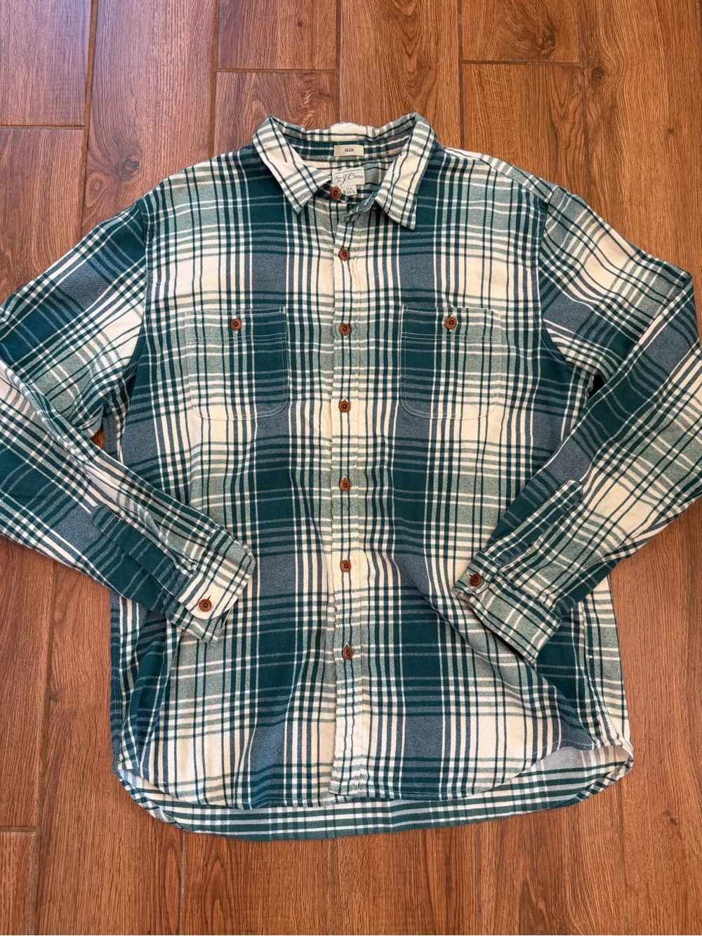 Jcrew flannel long sleeve button shirt (green plaid) / men’s xl